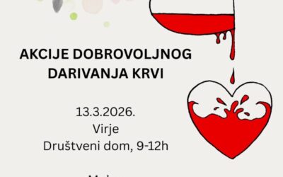 DOBROVOLJNO DARIVANJE KRVI U PETAK 13. OŽUJKA 2026.