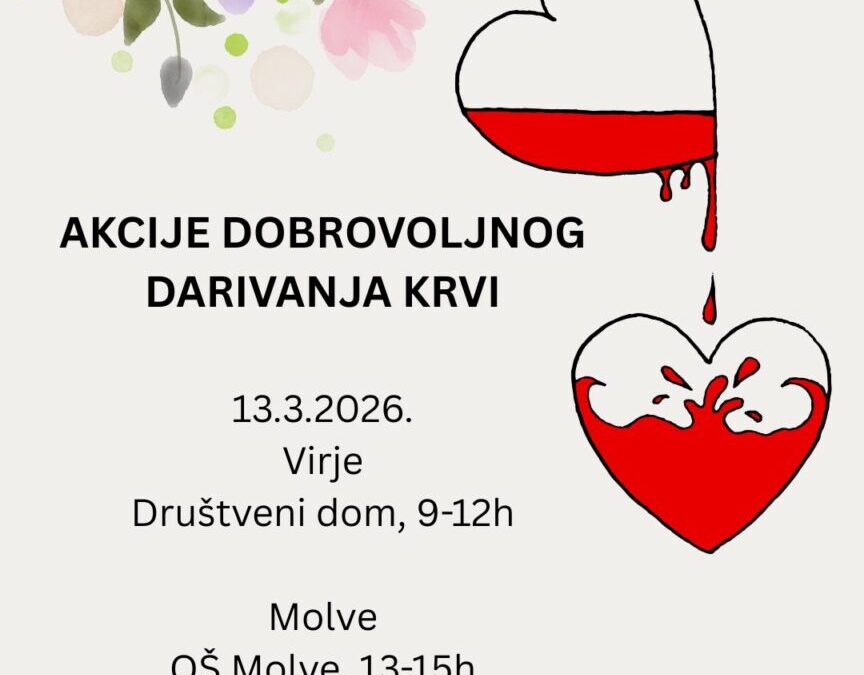 DOBROVOLJNO DARIVANJE KRVI U PETAK 13. OŽUJKA 2026.